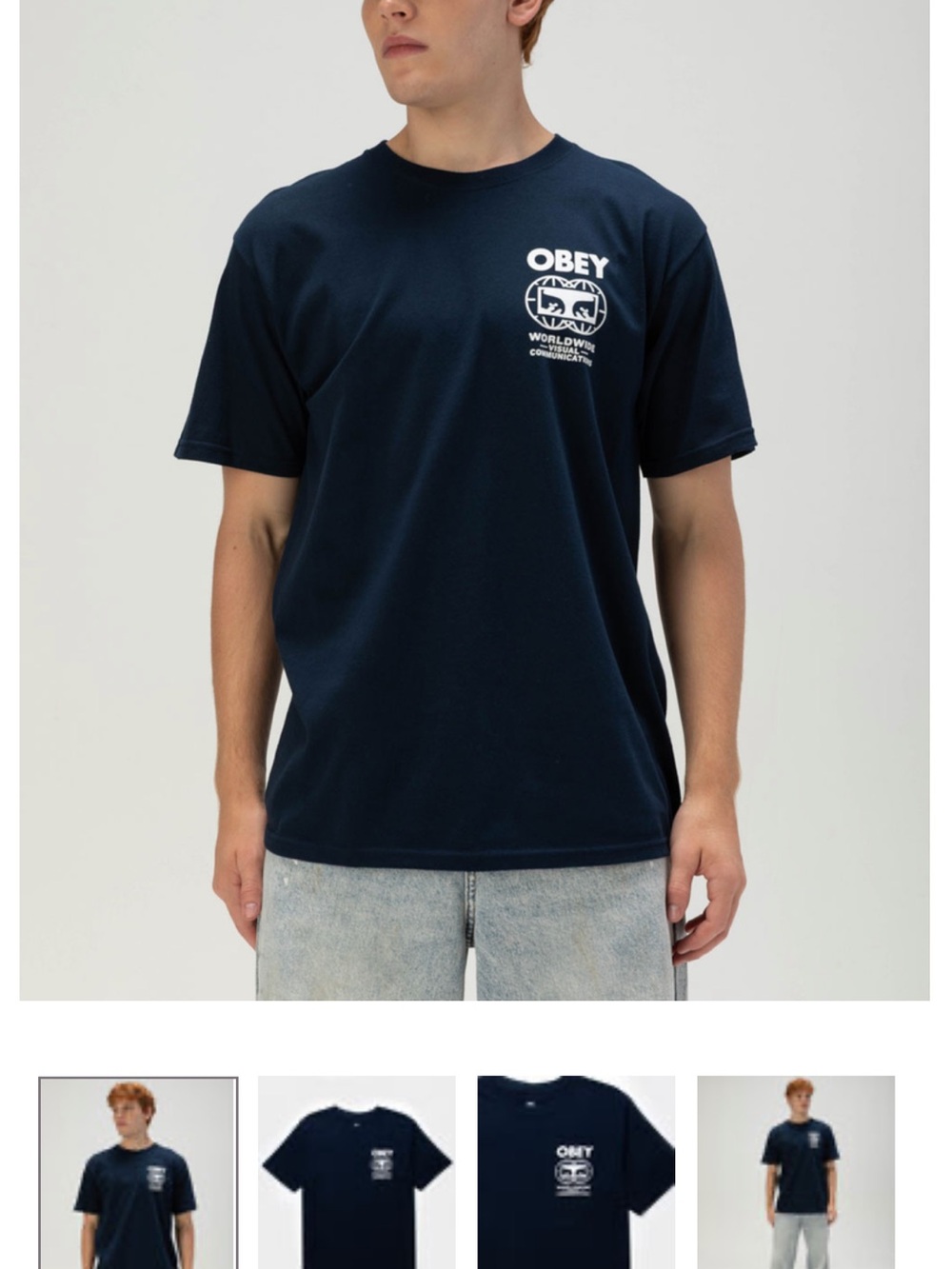 Obey Navy Short-Sleeve Logo Tee